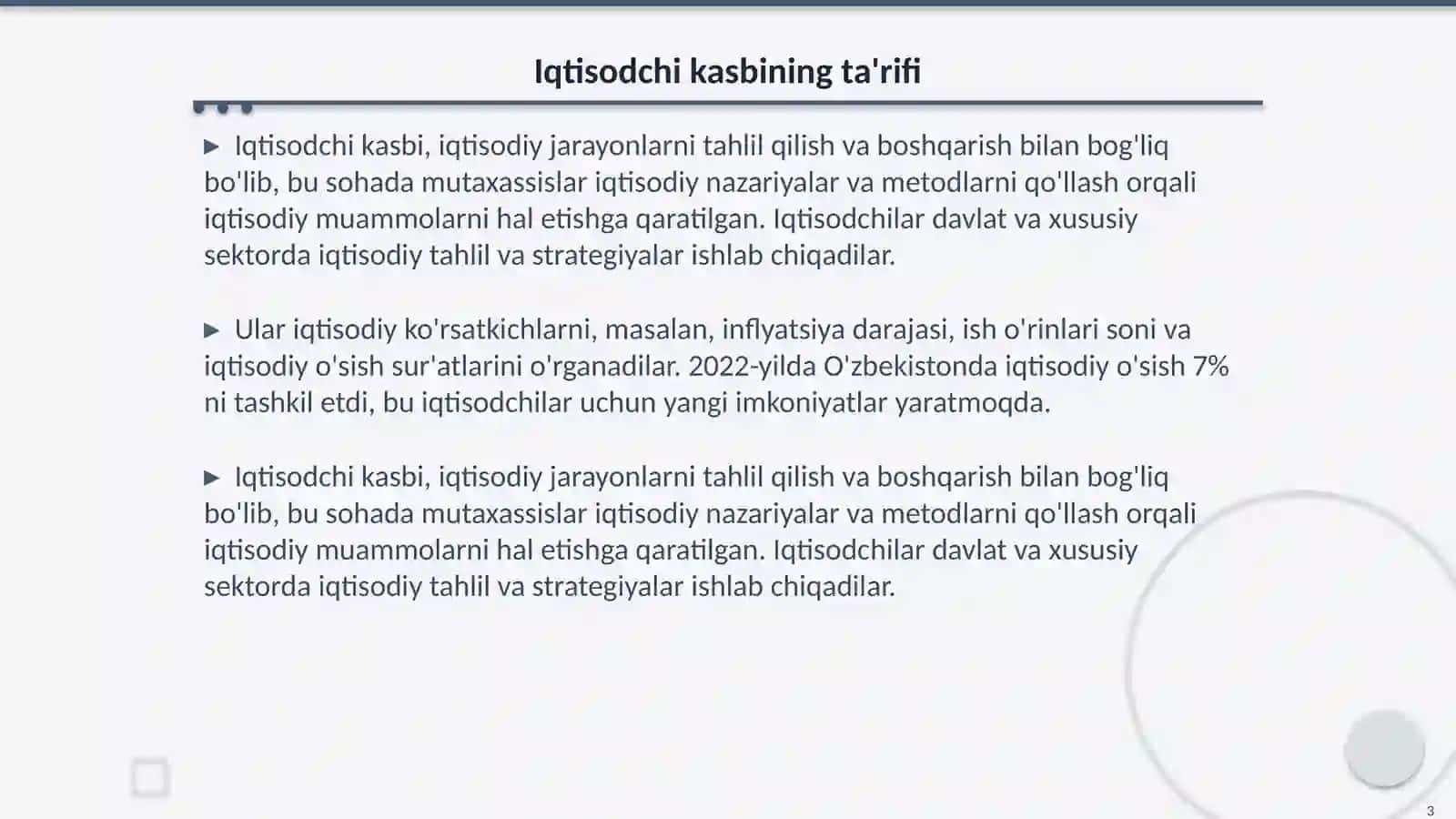 Iqtisodchi kasbining ta'rifi 3