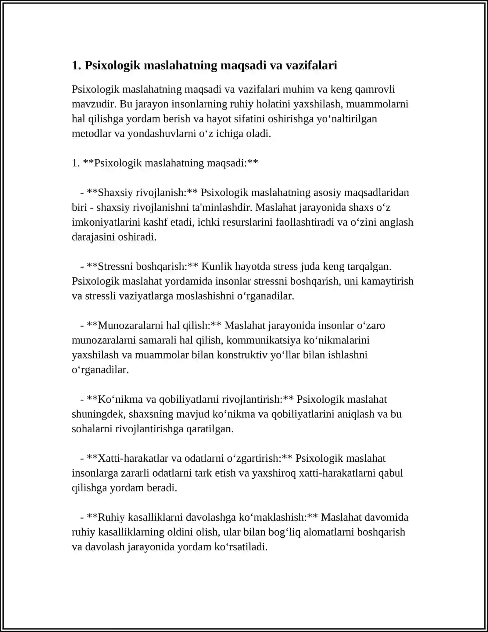 PSIXOLOGIK MASLAHATNI OʻTKAZISH VA BOSHQARISH 3