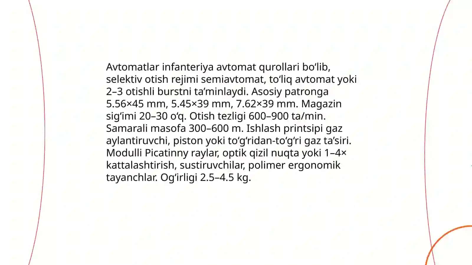 Hozirgi zamonaviy sharoitlarda qoʻllaniladigan jangovar jaroxatlovchi vositalarining qisqacha tavsifi 3