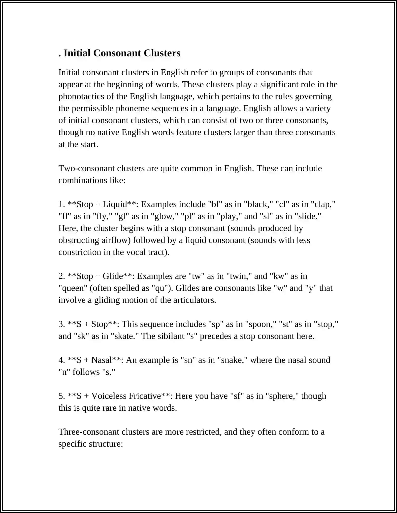 CONSONANT CLUSTER, LETTER COMBINATIONS 3