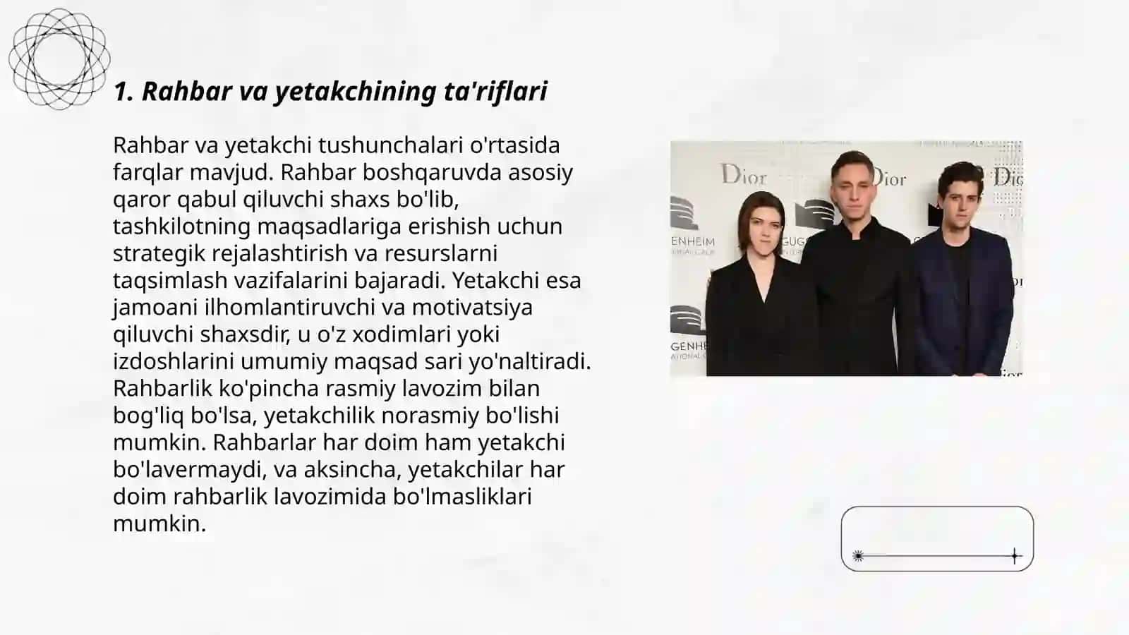 Rahbar va yetakchining ta'riflari 3