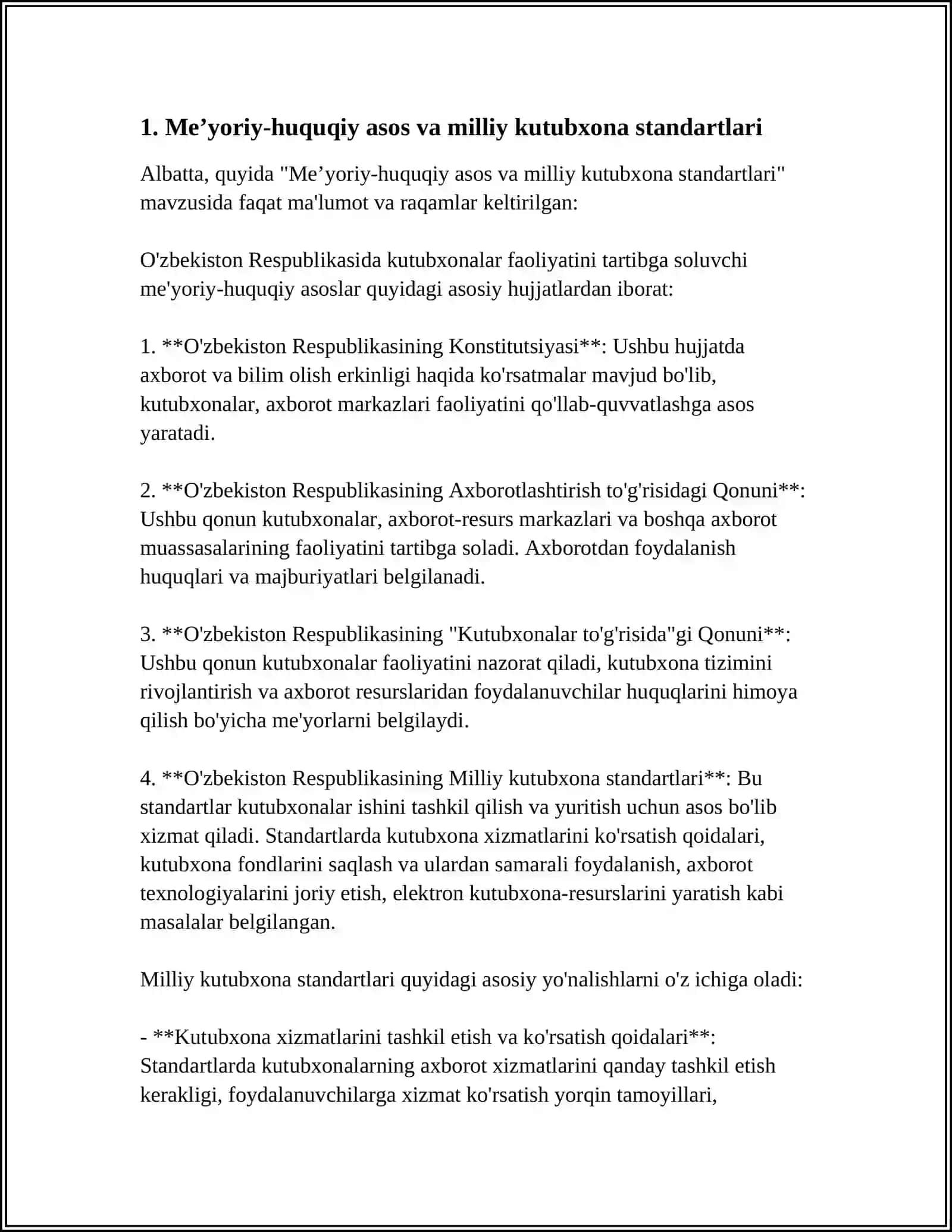 Meʼyoriy-huquqiy asos va milliy kutubxona standartlari 3