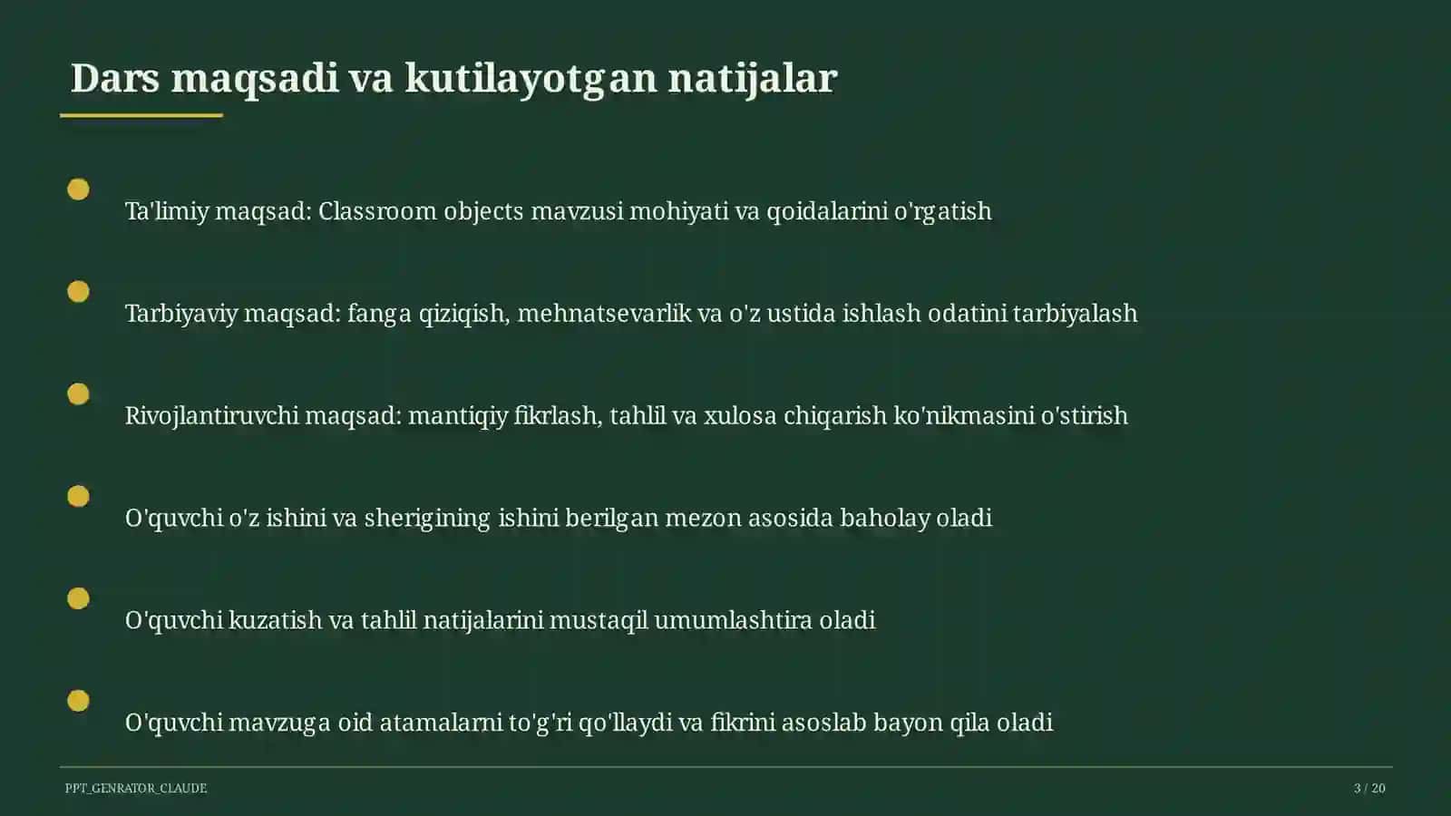 Classroom objects (2 sinf) 3