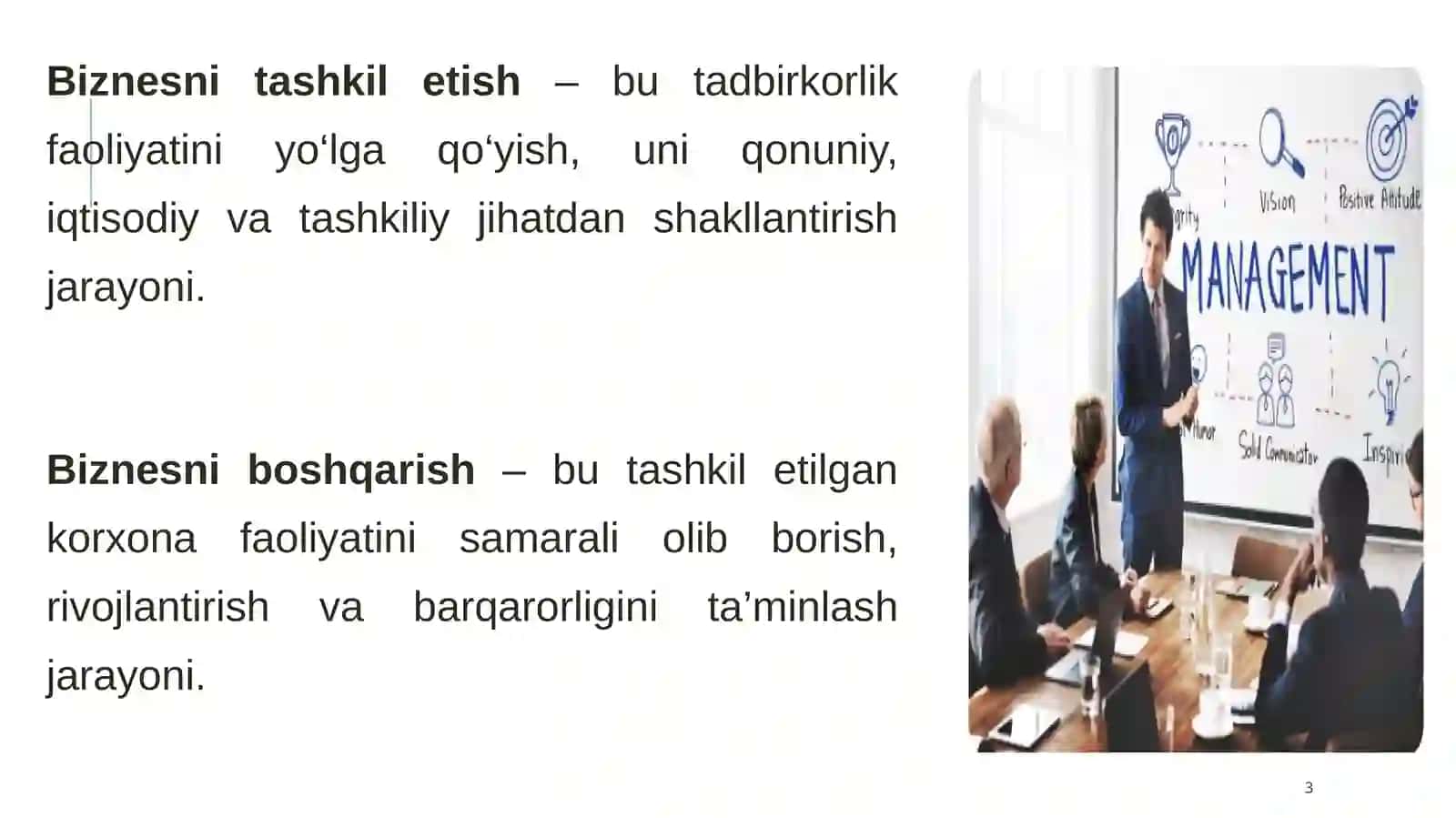 Biznesni tashkil etish va boshqarish 3
