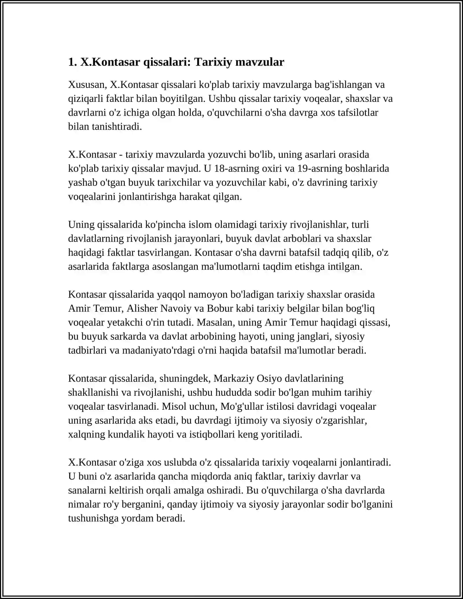 X.KONTASAR QISSALARI 3
