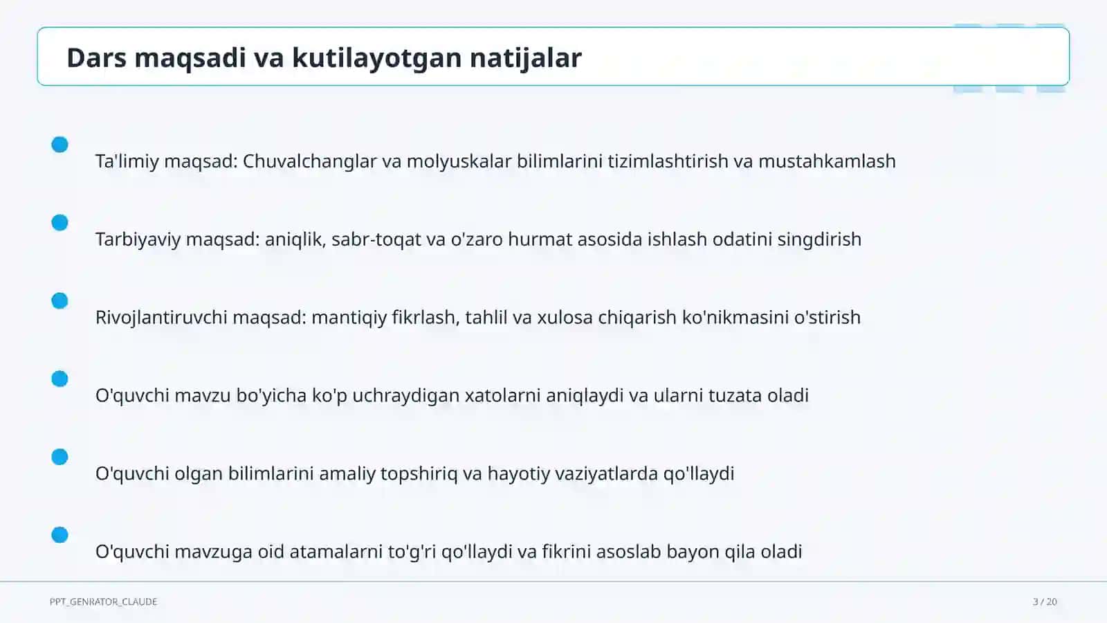 Chuvalchanglar va molyuskalar (7-sinf) 3