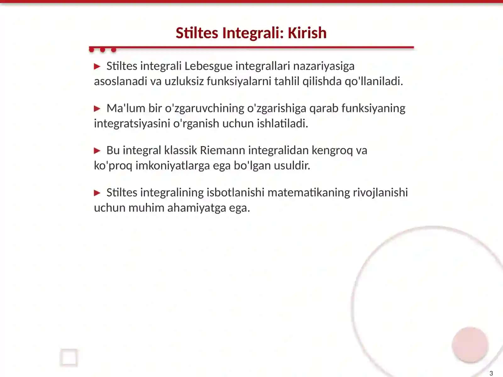 Stiltes Integrali va Uni Isbotlash 3