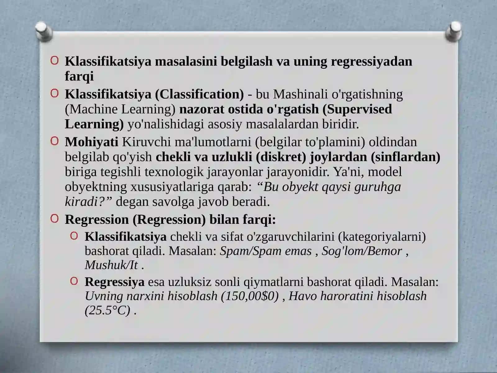 Klassifikatsiya algoritmlari 3