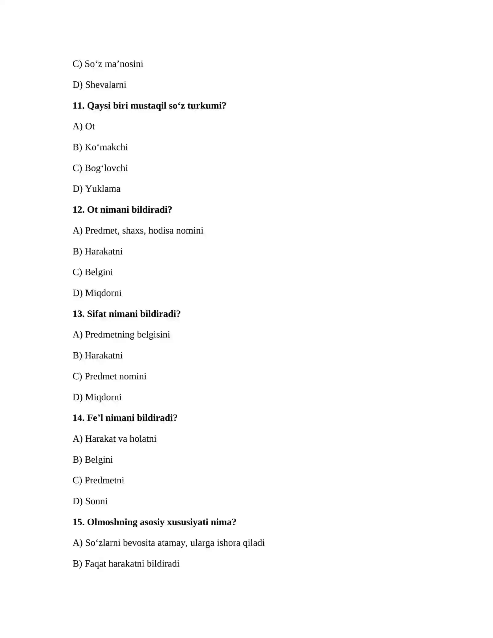 Filologiya fanlari testlari 3