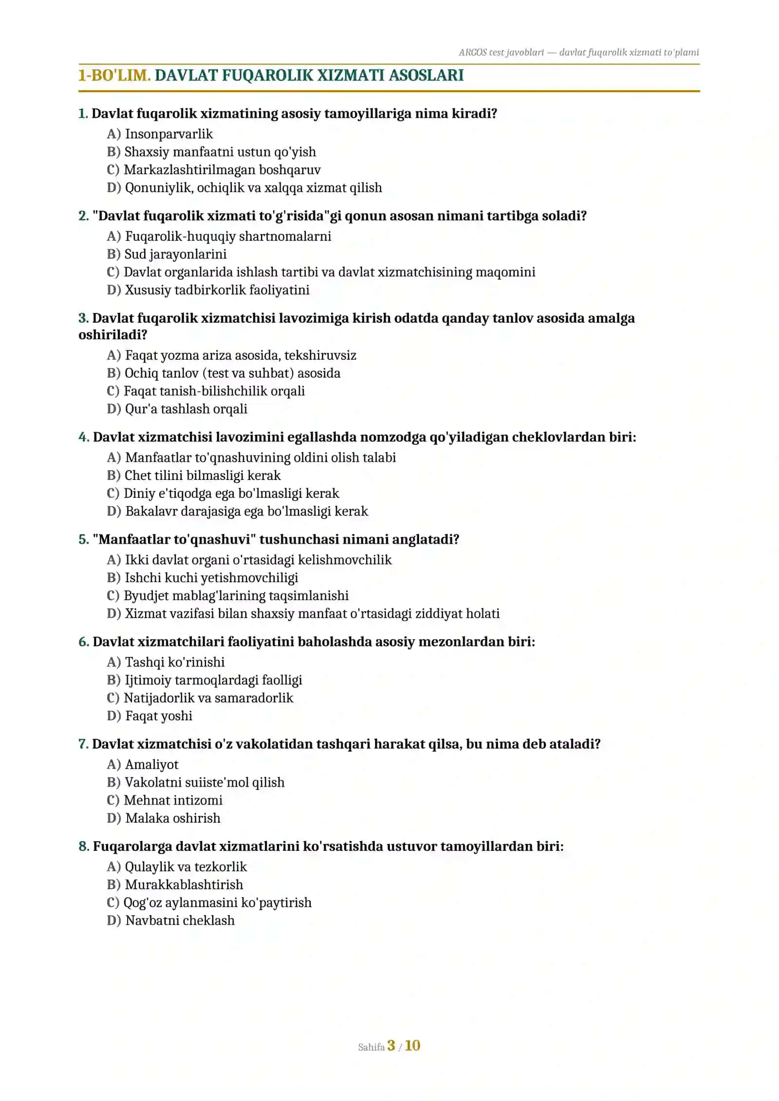 Agros test javoblari 2026 3