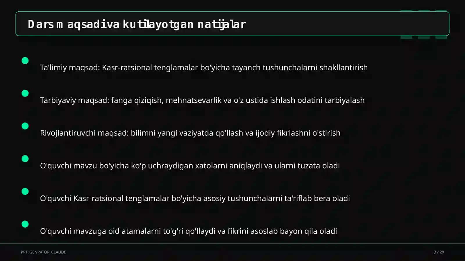 Kasr-ratsional tenglamalar (8-sinf) 3