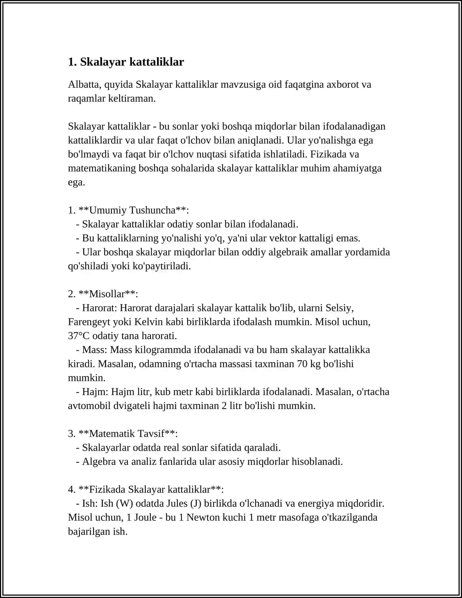 SKALYAR VA VEKTOR FIZIK KATTALIKLAR VA ULAR USTIDA AMALLAR 3