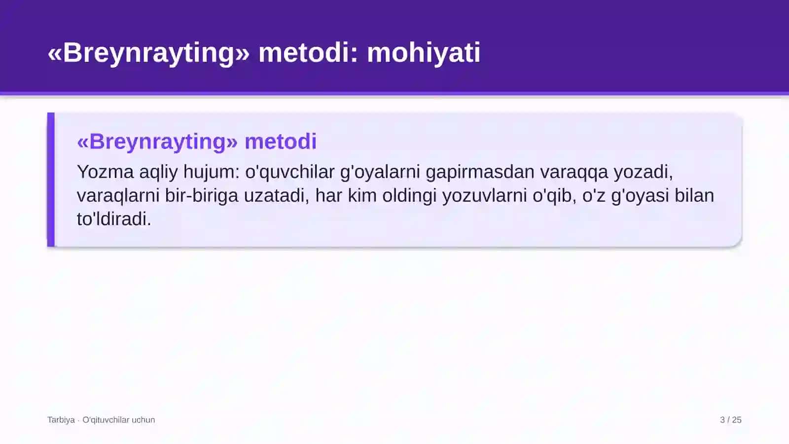 tarbiya darslarida breynrayting metodidan foydalanish 6920 3