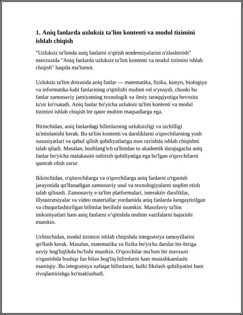 Aniq fanlarda uzluksiz ta'lim kontenti va modul tizimini ishlab chiqish 3