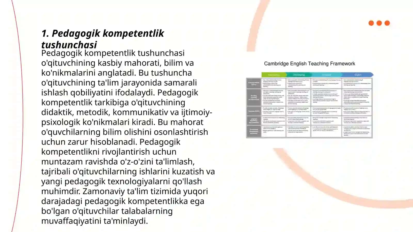 Pedagogik kompetentlikning nazariy-metodologik asoslari va tarbiya jarayonining mohiyati va mazmuni 3