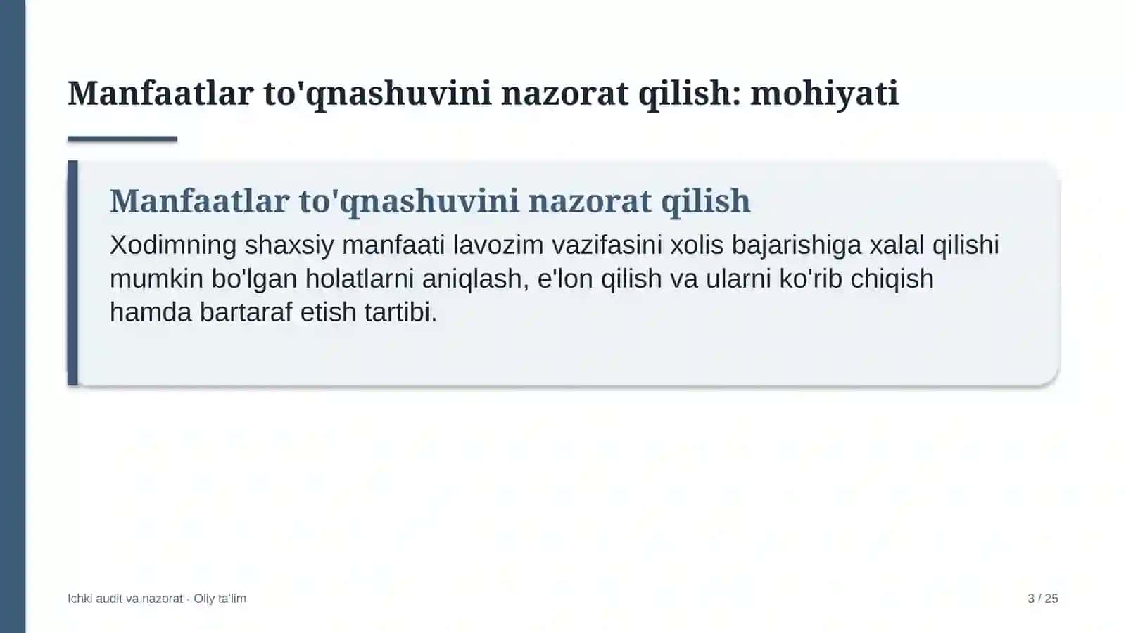 G'allachilikda manfaatlar to'qnashuvini nazorat qilish 3