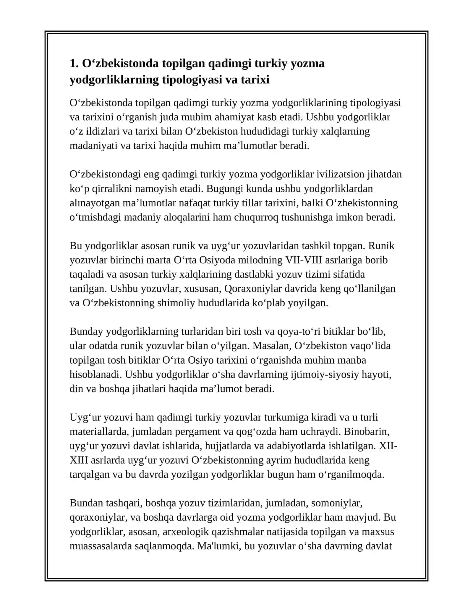 OʻZBEKISTONDA QADIMGI TURKIY TIL MATERIALLARINI OʻRGANISH 3