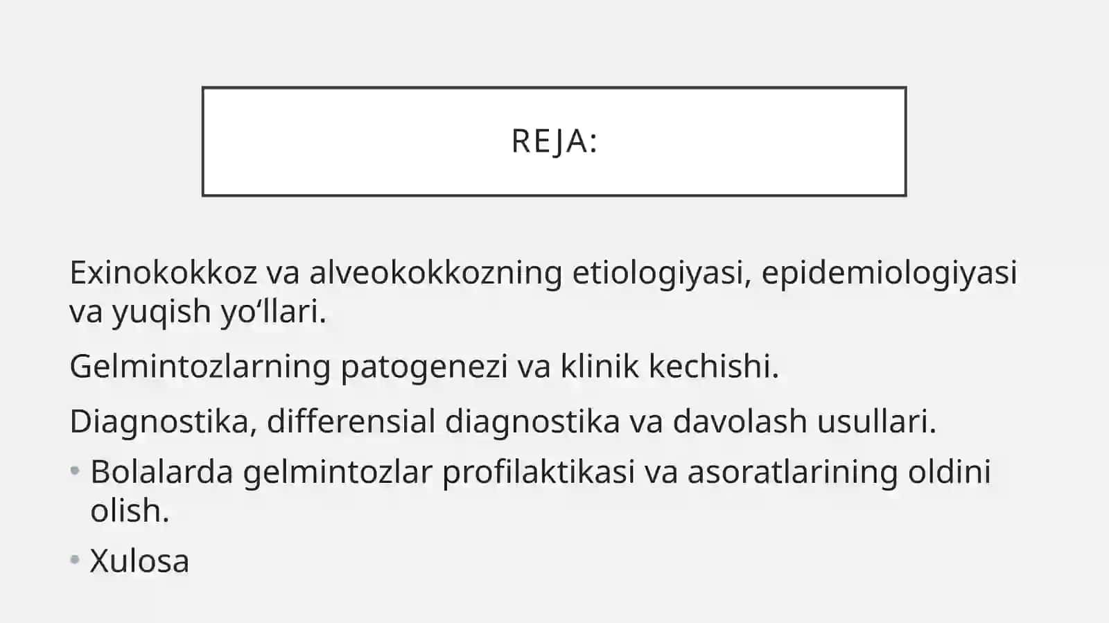 Gelmintozlar:Fan- Yuqumli infekson Kasalliklar 3