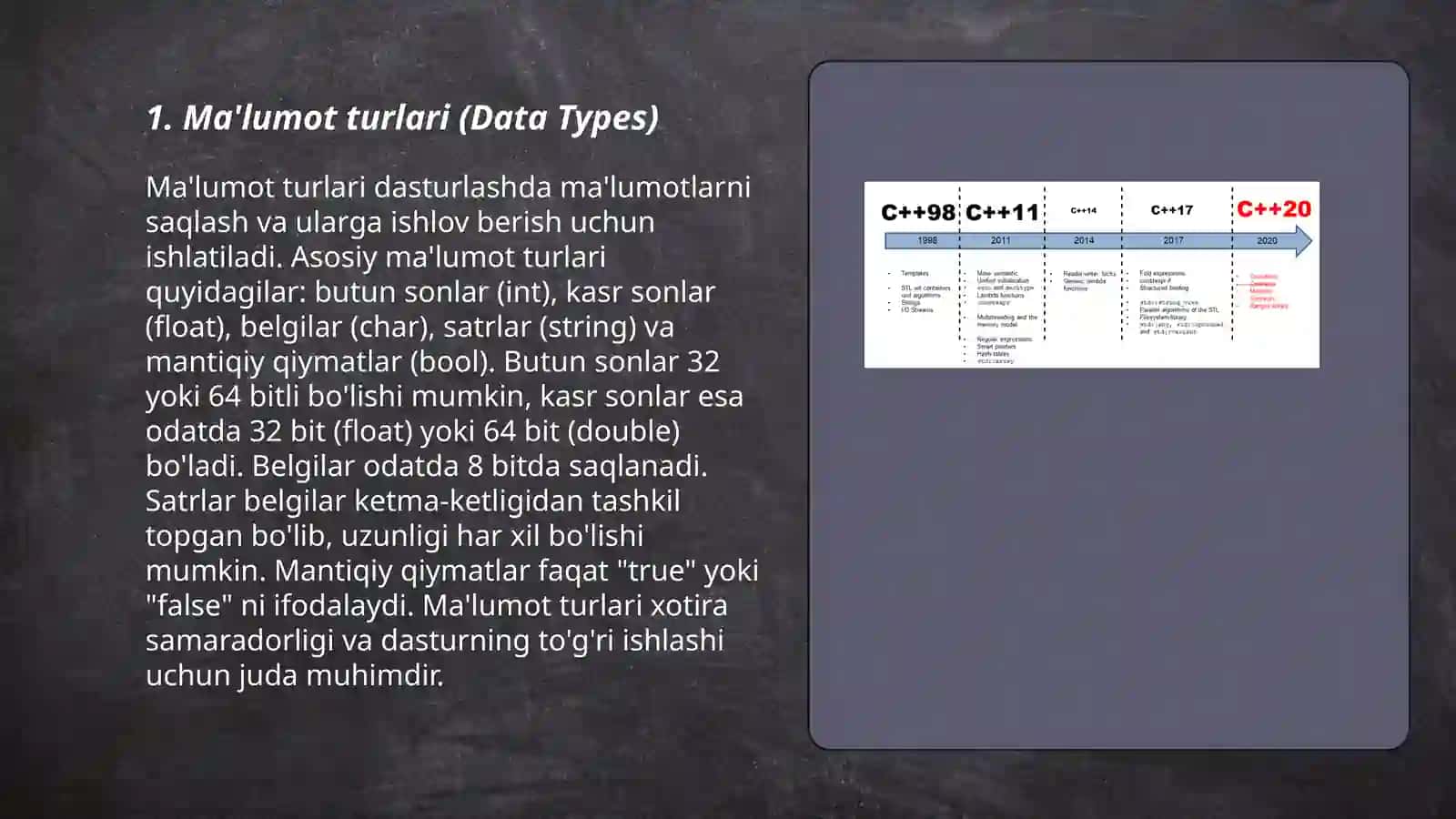 Ma'lumot turlari (Data Types) 3