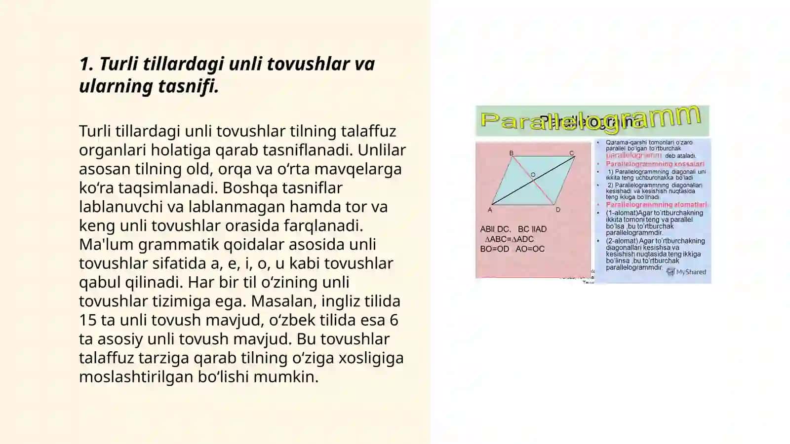 Turli tillardagi fonetik hodisalar va ularning òxshash va farqli xususiyatlari 3
