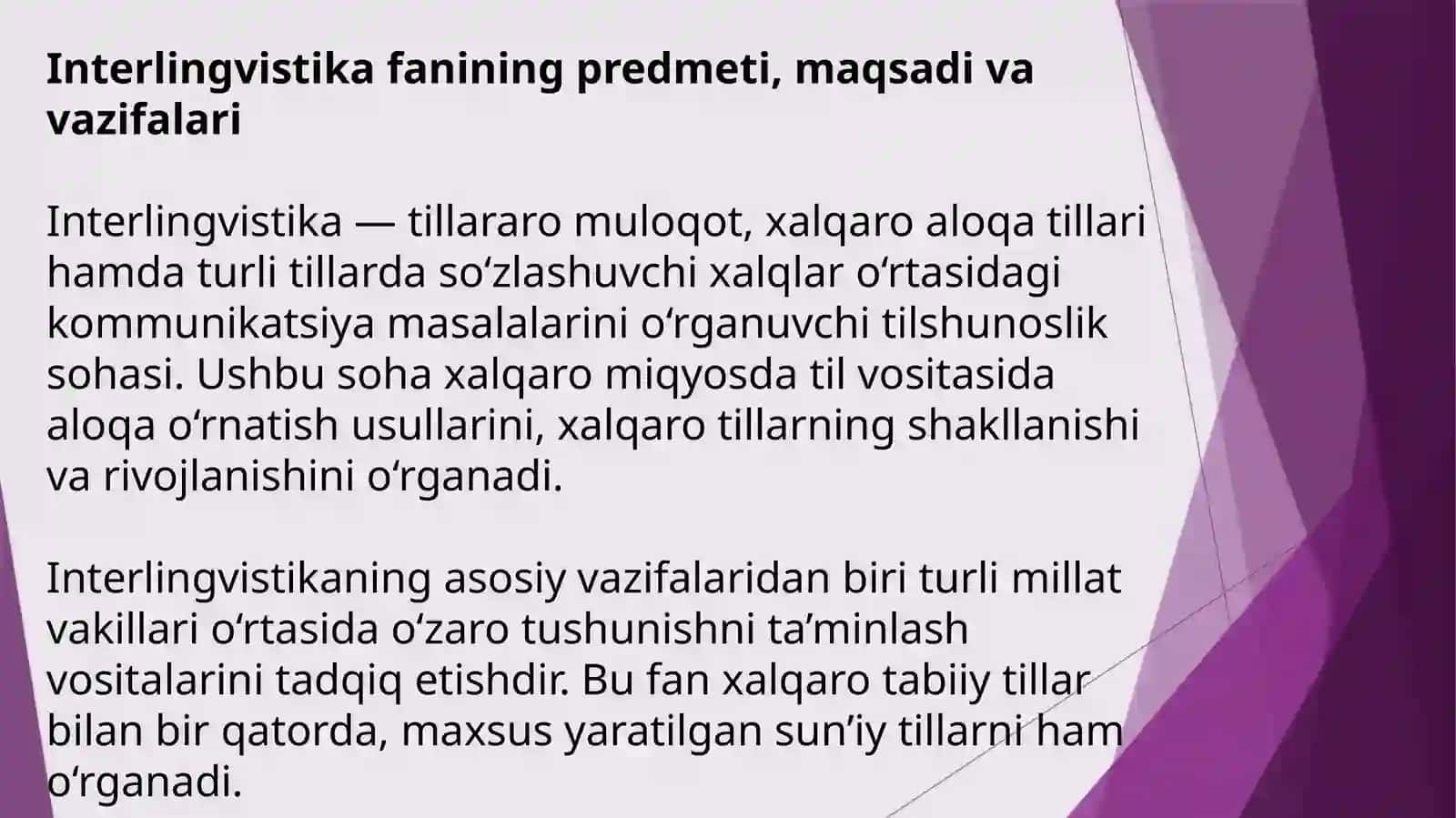Interlingvistika. Xalqaro tabiiy va xalqaro sun’iy tillar 3