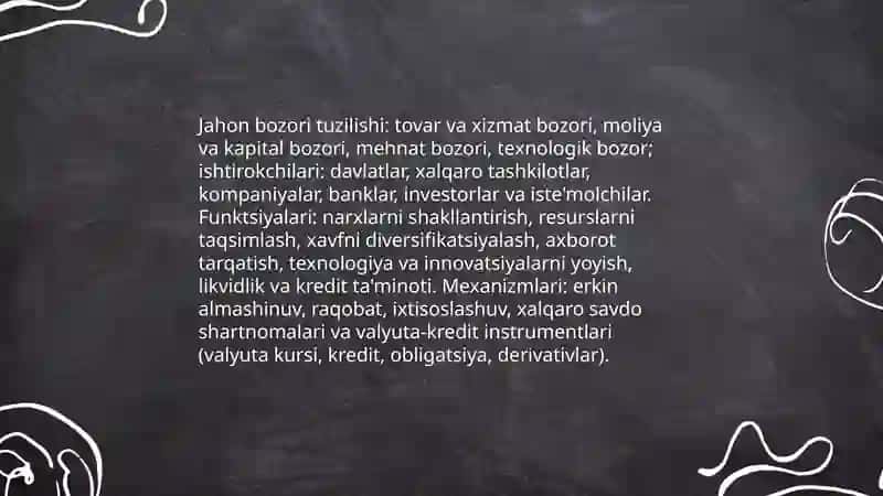 Jahon bozori. Xalqaro valyuta va kredit munosabatlari 3