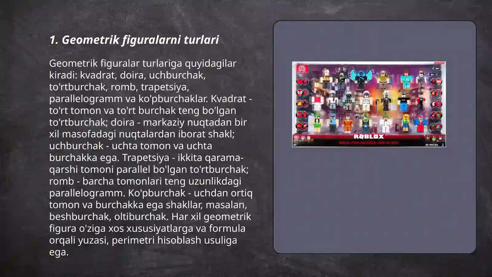 Geometrik figuralarni turli belgilari bo'yicha guruhlarga ajratish 3
