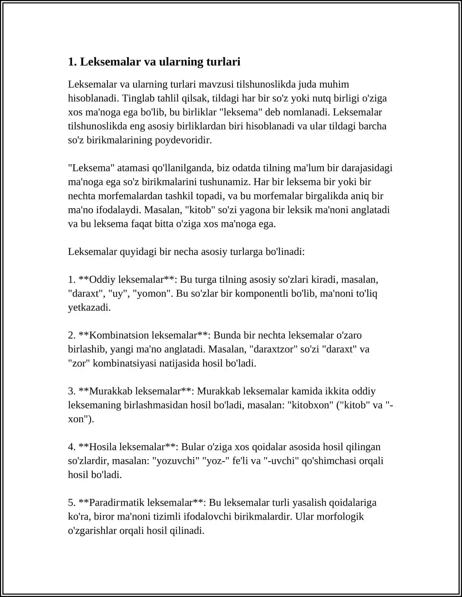 LEKSEMANING SEMANTIK TABIATI:LEKSEMA, SEMEMA VA SEMA 3