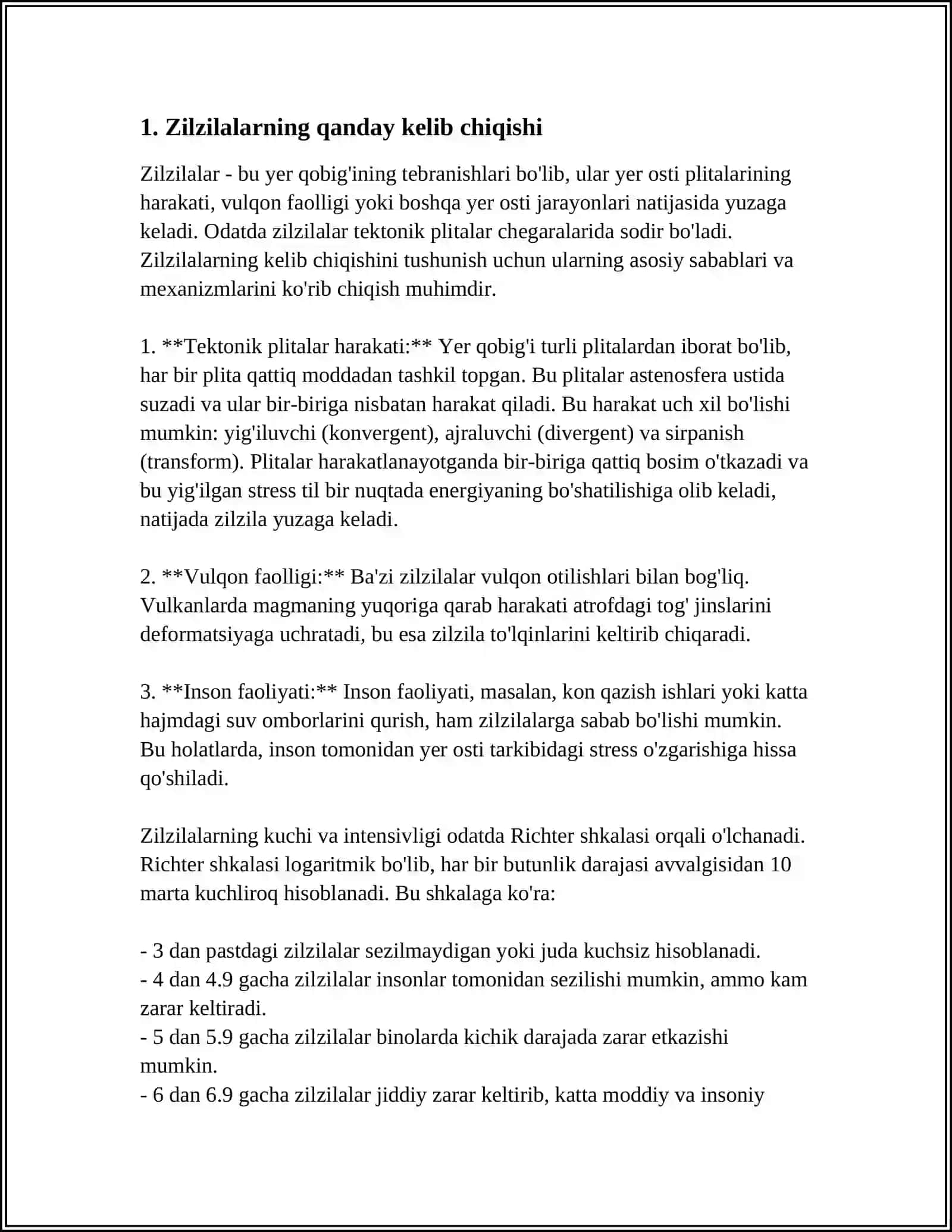 Zilzila va Endogen Jarayonlar 3