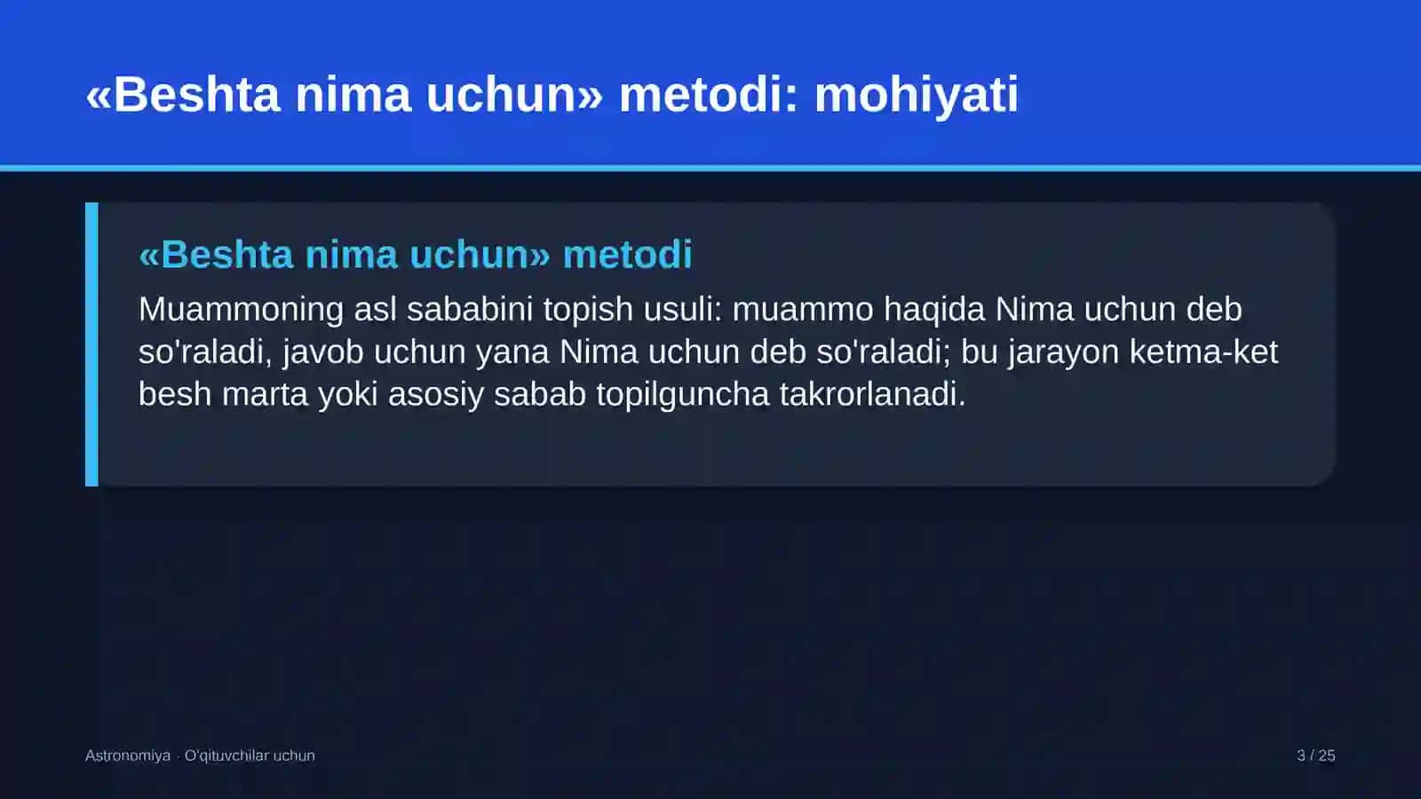astronomiya darslarida beshta nima uchun metodidan foydalanish 6128 3