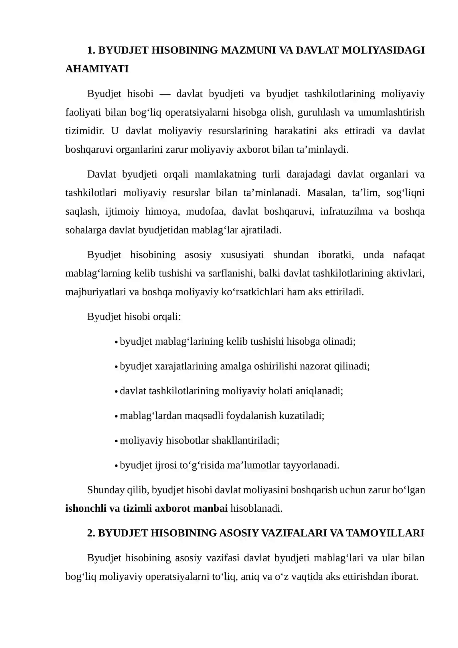 BYUDJET HISOBINING DAVLAT MOLIYASINI BOSHQARISHDAGI O‘RNI 3