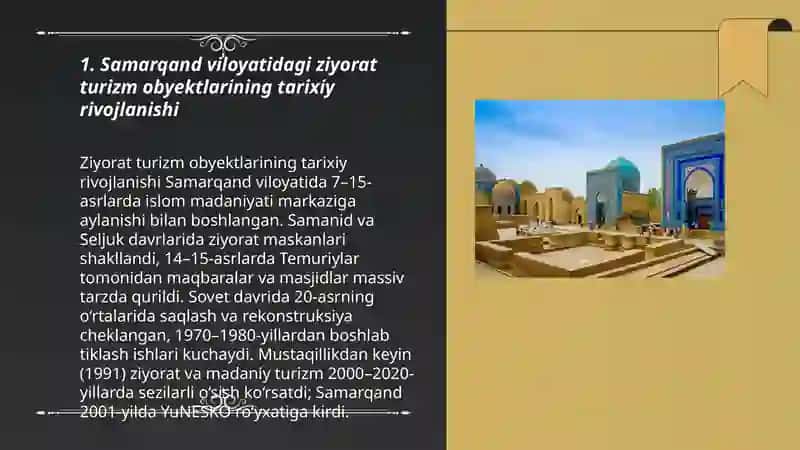 Samarqand viloyatidagi ziyorat turizm obyektlari tarixi 3