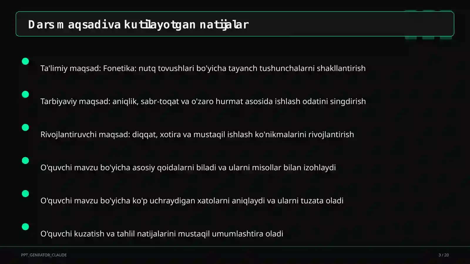 Fonetika: nutq tovushlari (5-sinf) Ona tili (5–11) — o'quvchilar uchun 3