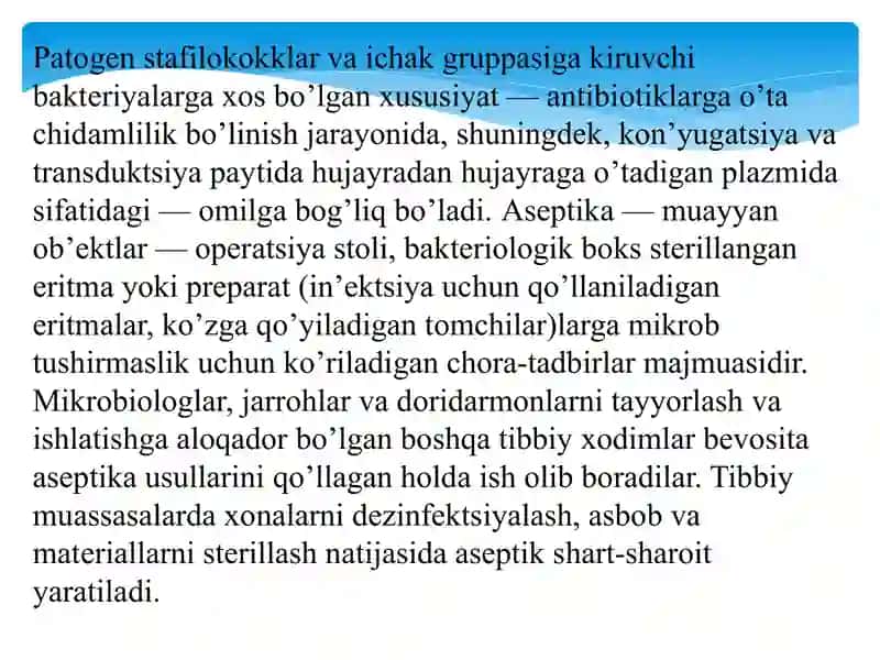 Mikroblarni o’ldirish usullarini o’rgatish(avtoklavda va h.k).Dezinfeksiya,Sterilizatsiya. Qon va boshqa biologik suyuqliklar sachraganda va to’kilganda ko’riladigan chora-tadbirlar. 3
