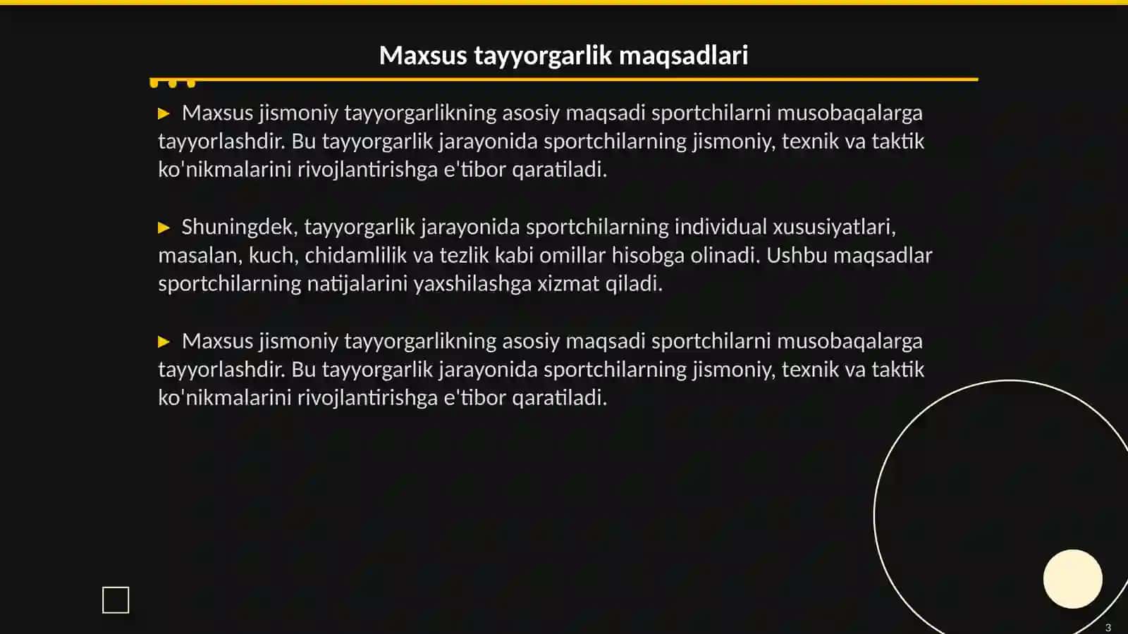 Maxsus jismoniy tayyorgarlik mashg'uloti 3