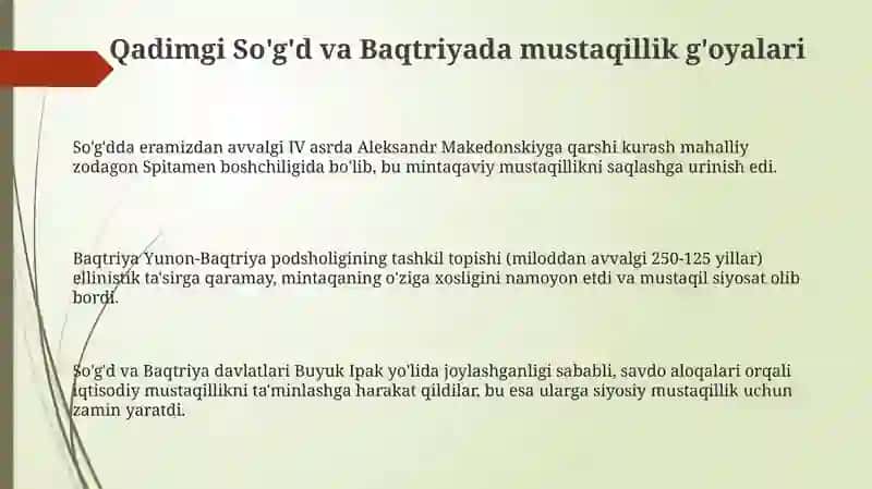 Qadimdan Mustaqillikka: O'zbekiston Zaminidagi Ozodlik G'oyalari 3
