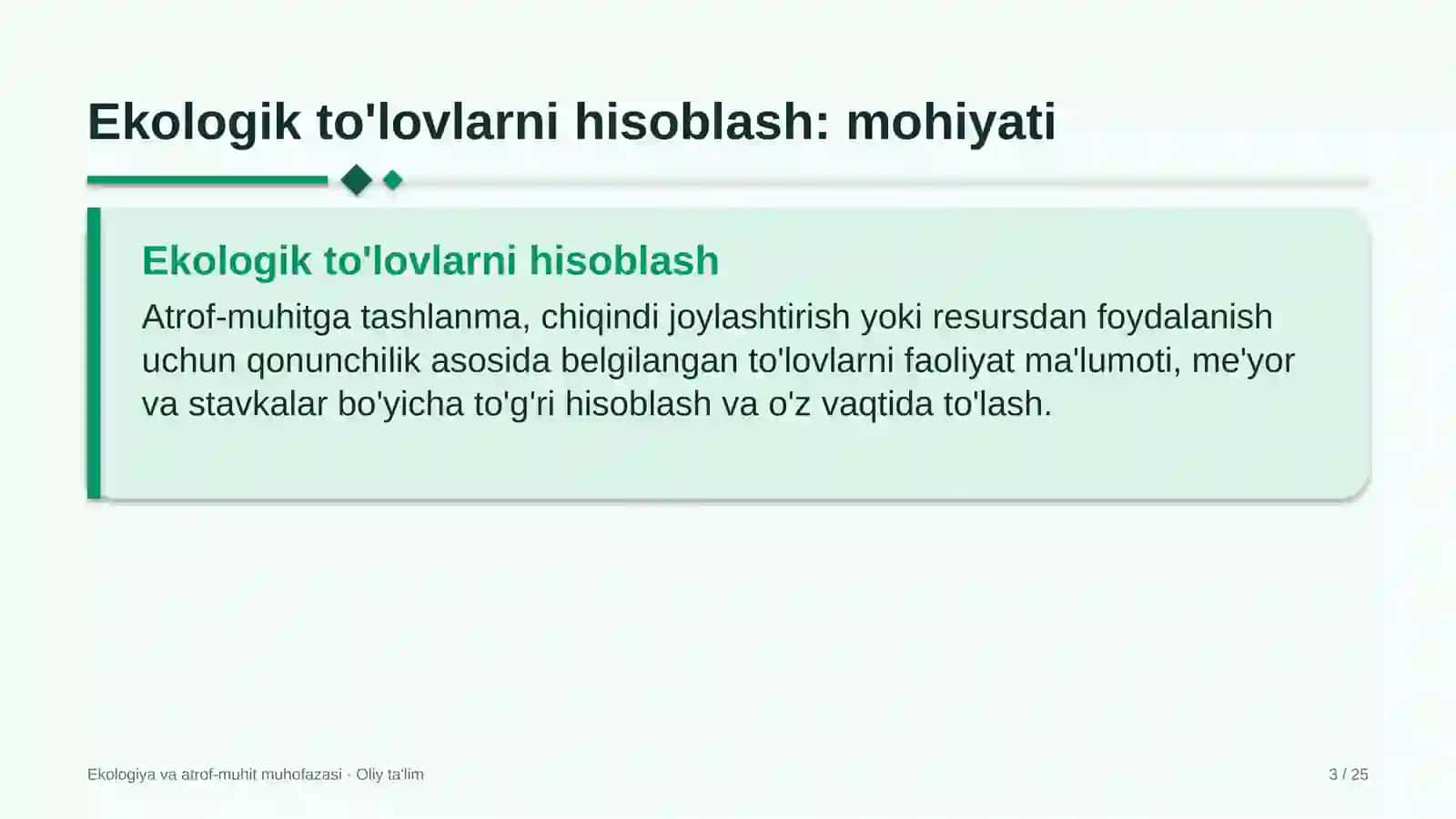 dorixonalarda ekologik to'lovlarni hisoblash 8173 3