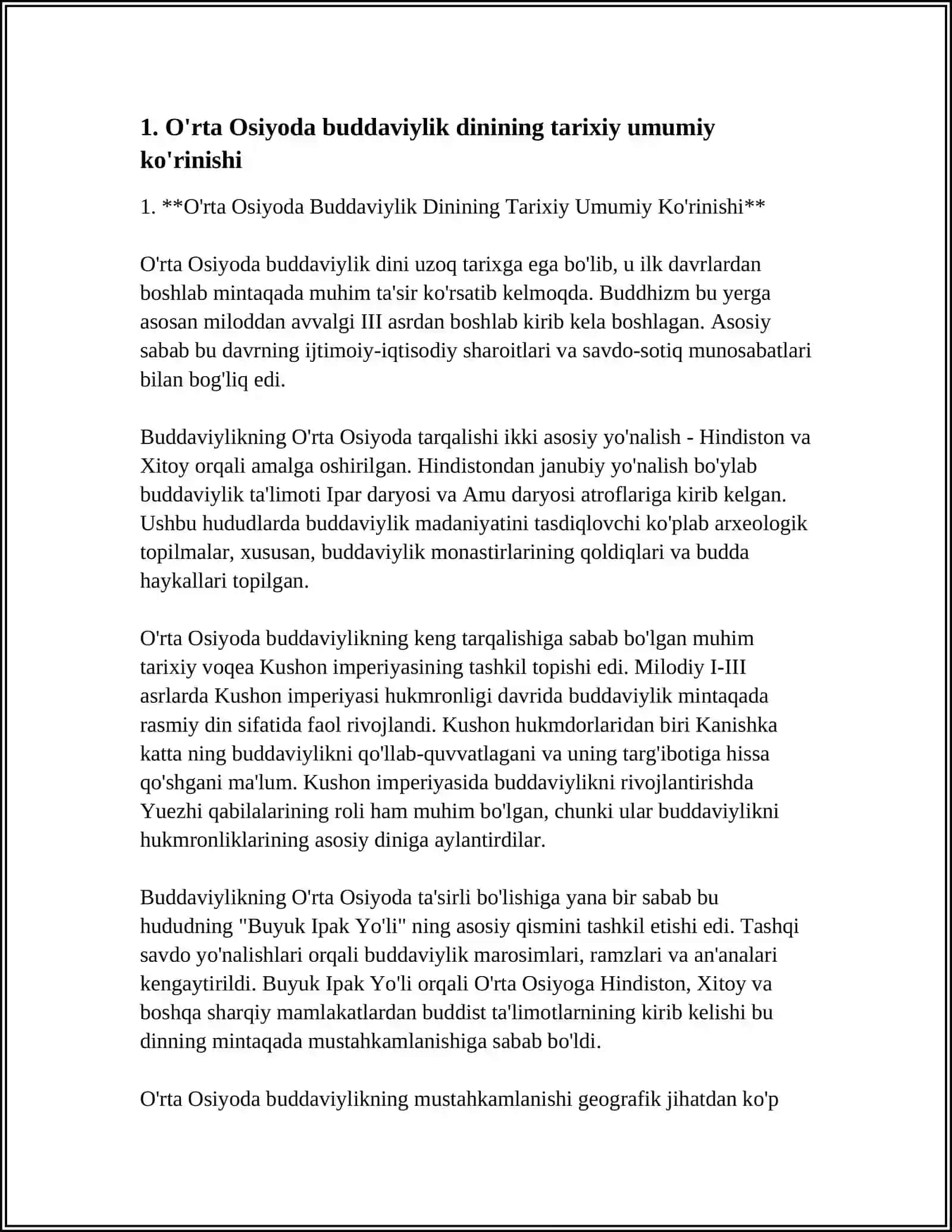 O'rta Osiyoda Buddaviylik Dinining Tarixiy Umumiy Ko'rinishi 3