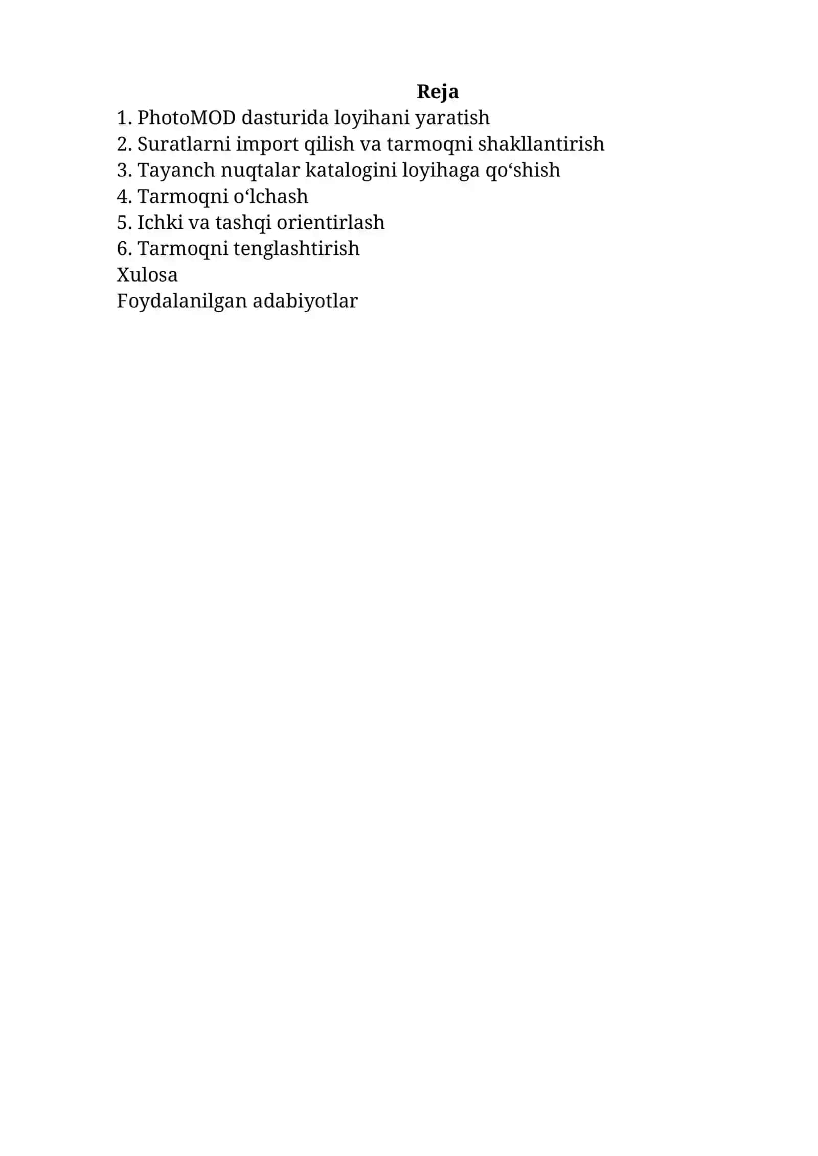 PhotoMOD dasturida loyihani yaratish 3