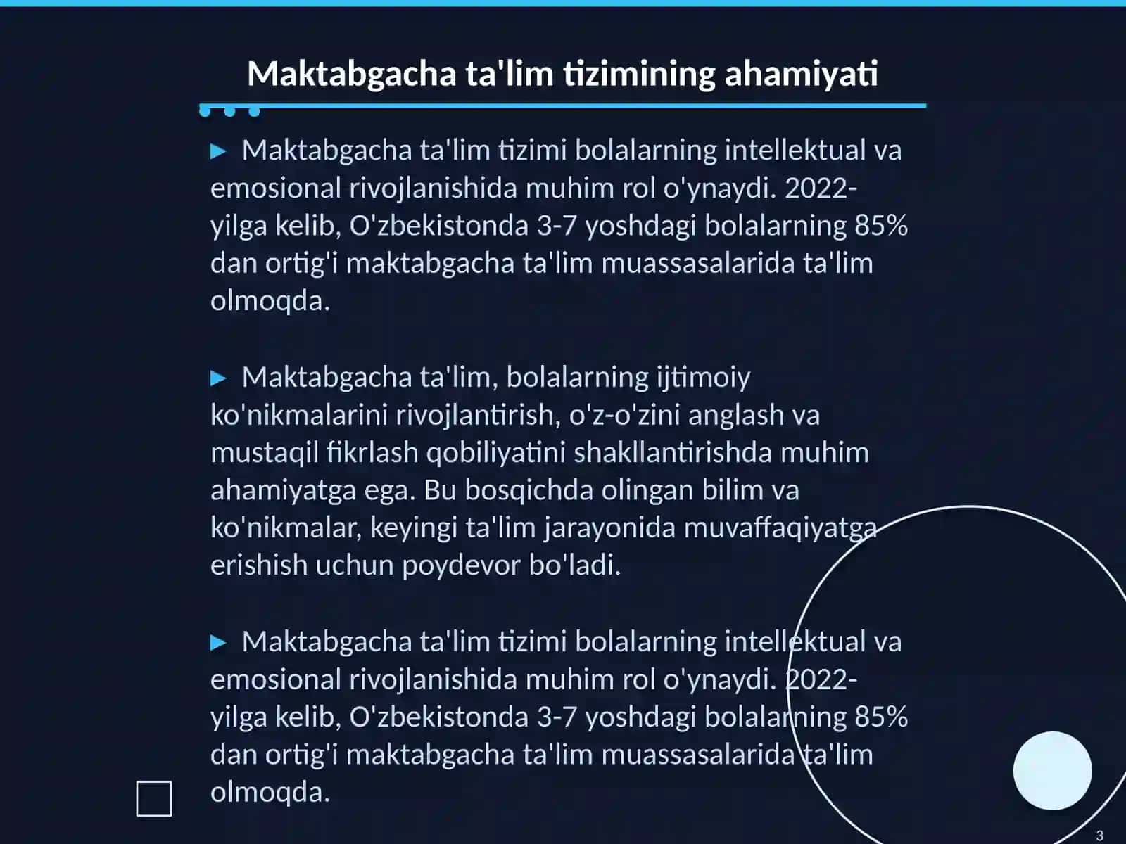 Maktabgacha tayyorgarlikning umumiy koʻrsatkichlari 3