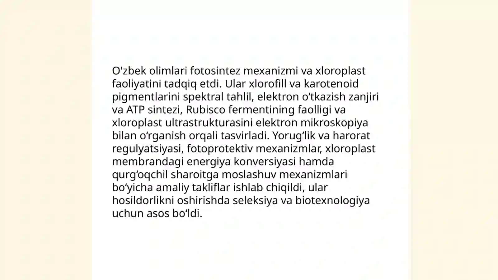 O'simliklar fiziologiyasiga hissa qo'shgan o'zbek olimlarining olib borgan ilmiy tadqiqot ishlari 3