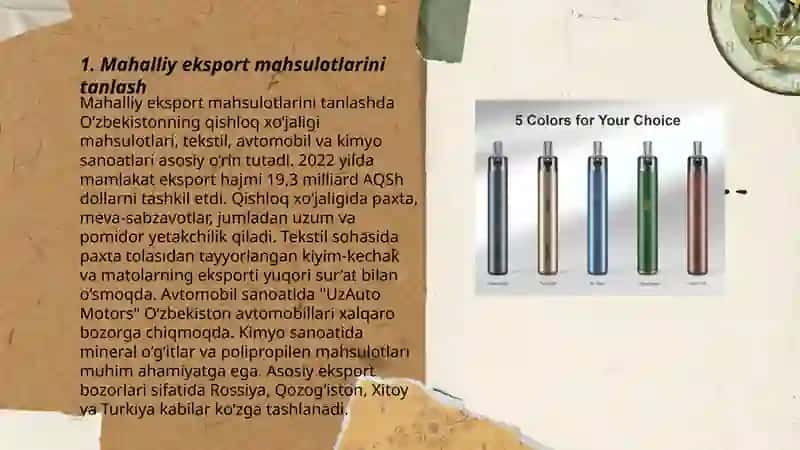 Mahalliy eksport mahsulotlarini tanlash 3