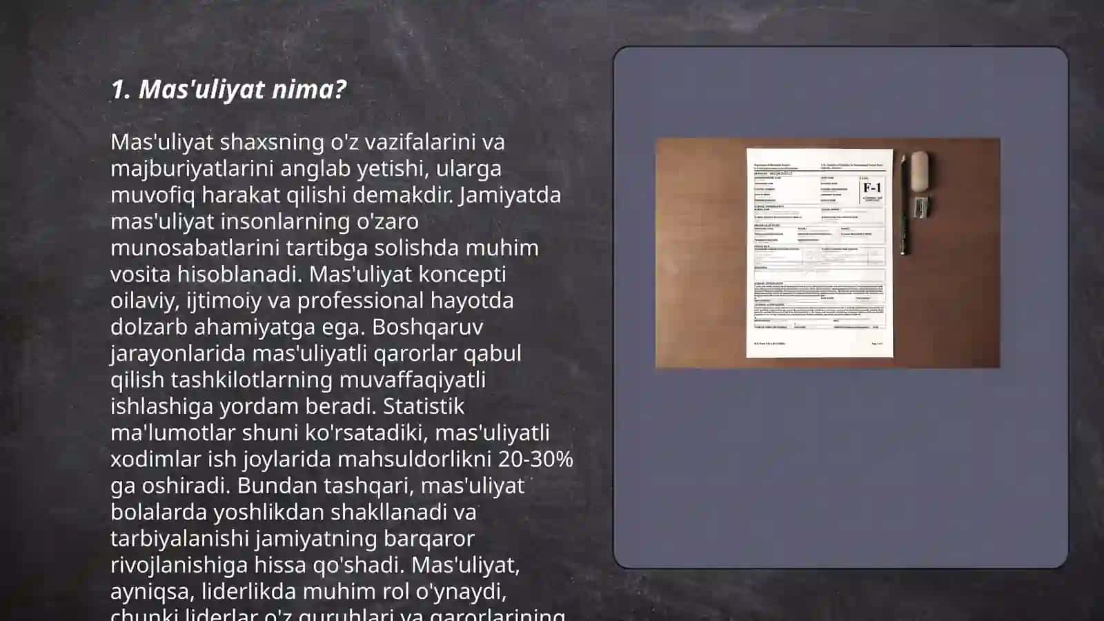 Mas'uliyatli talaba burchagini tashkil etish 3