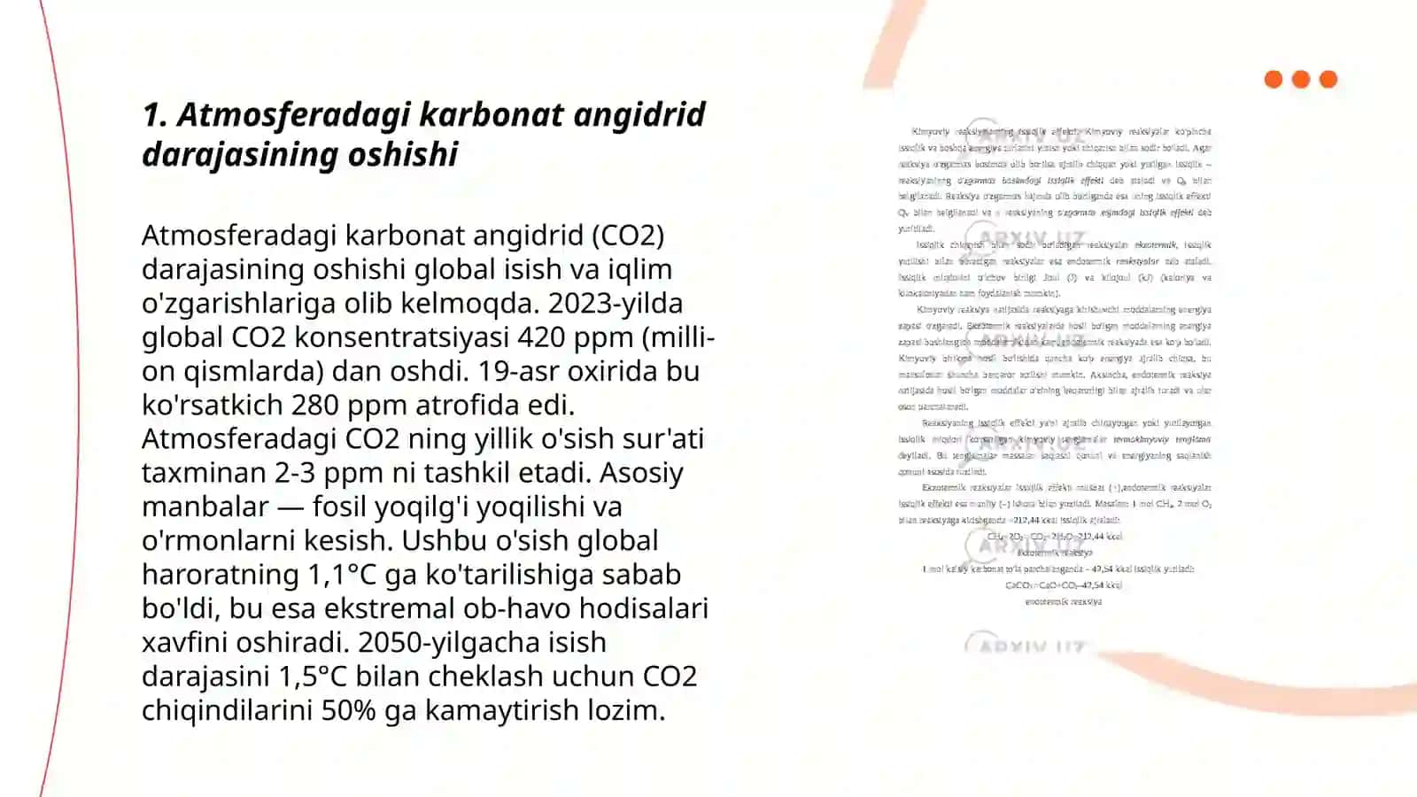 Atmosferadagi Issiqlik muvozanati oʻzgarishlarining sayyora iqlimiga taʼsiri. Parnik effekti 3