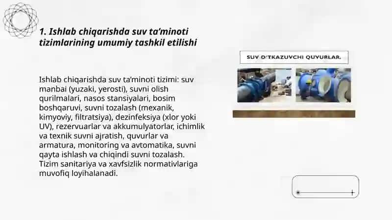Ishlab chiqarishni suv bilan ta'minlash tizimi binolar ha inshootalarni yashindan himoyalash 3
