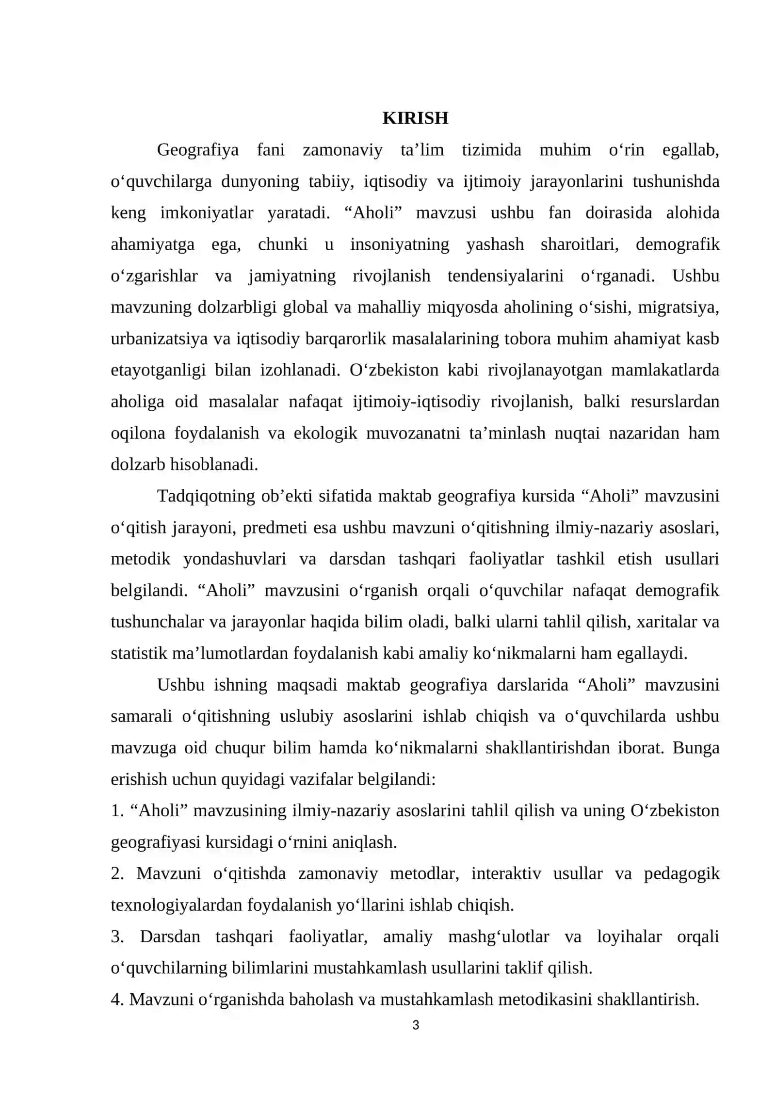 Oʻzbekiston geografiyasi kursida “Aholi” mavzusini o’rganish metodikasi 3