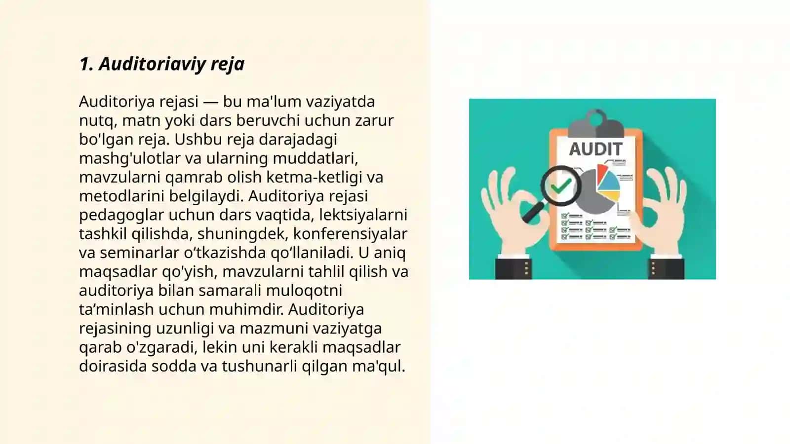 Auditorlik tekshiruvini ishchi hujjatlari to'plami tarkibi 3