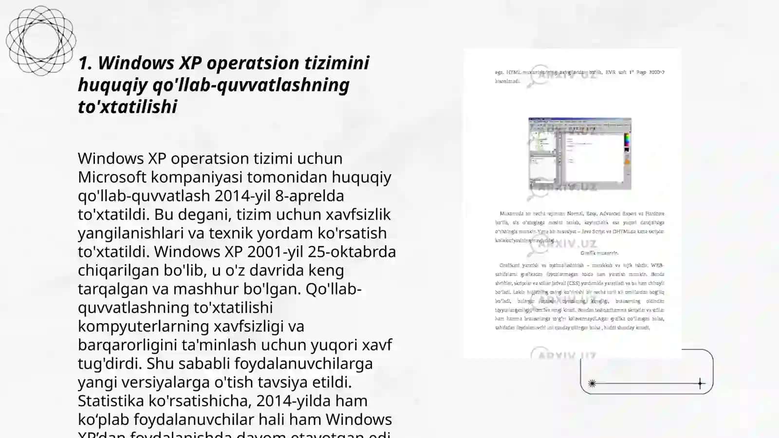 Windows XP OT da riskalarni baxolash uchun galstuk babochka usulidan foydalanib grafik tuzish 3