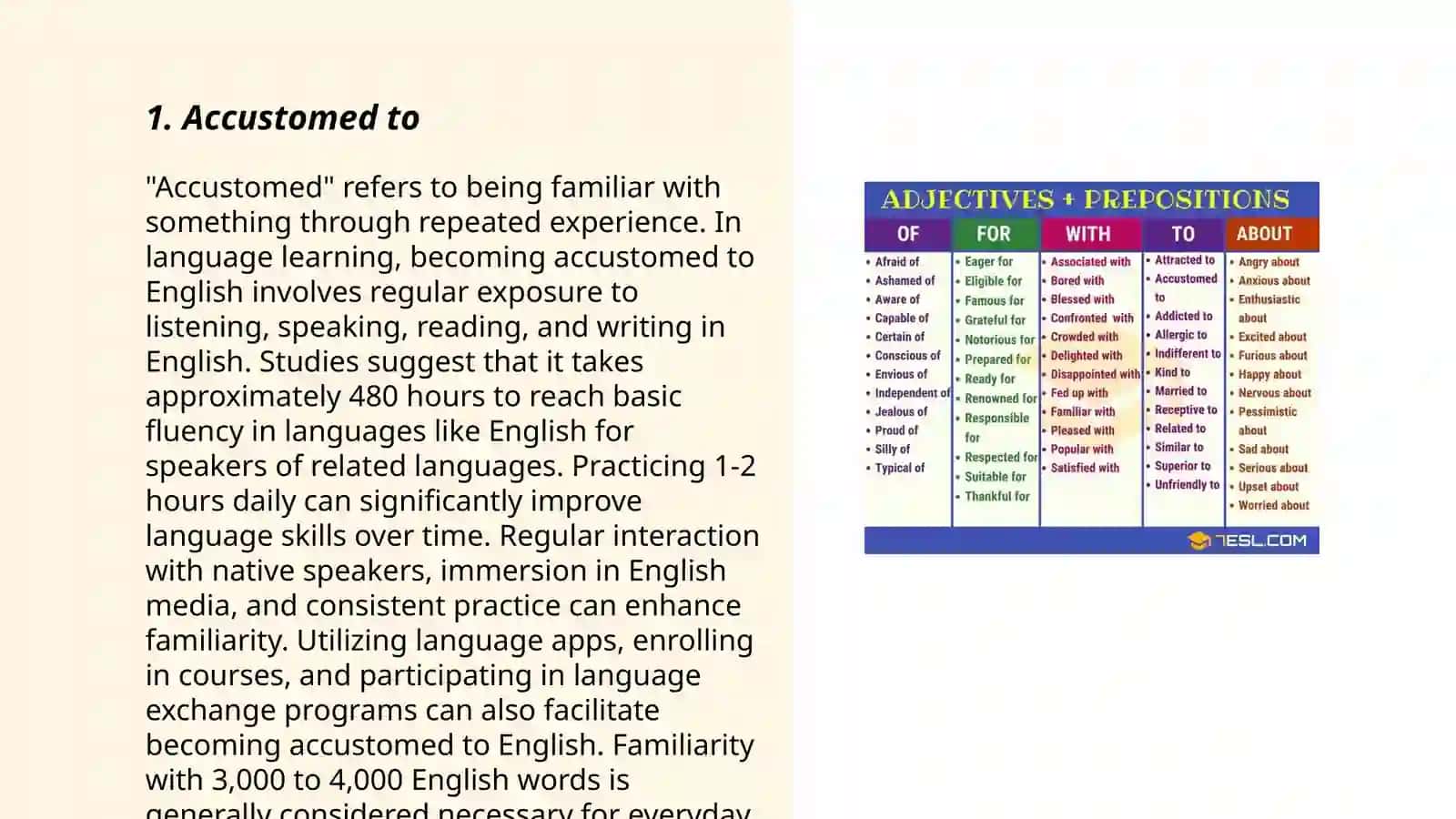 Adjective+preposition collocations 3
