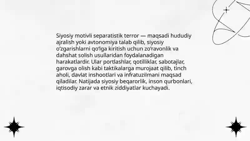 Terorizmning turlari (siyosiy, iqtisodiy, itimoiy, diniy) 3